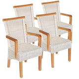 Chaise de salle à manger Ensemble avec accoudoirs 4 morceaux de chaises de rotin chaise blanche Perth fauteuil durable