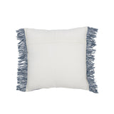 Coussin J-Line bicolore blanc et bleu avec franges, vue de face