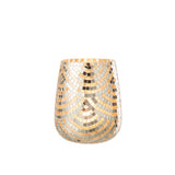 Lanterne J-Line Mosaic vue de face, en verre argenté et doré