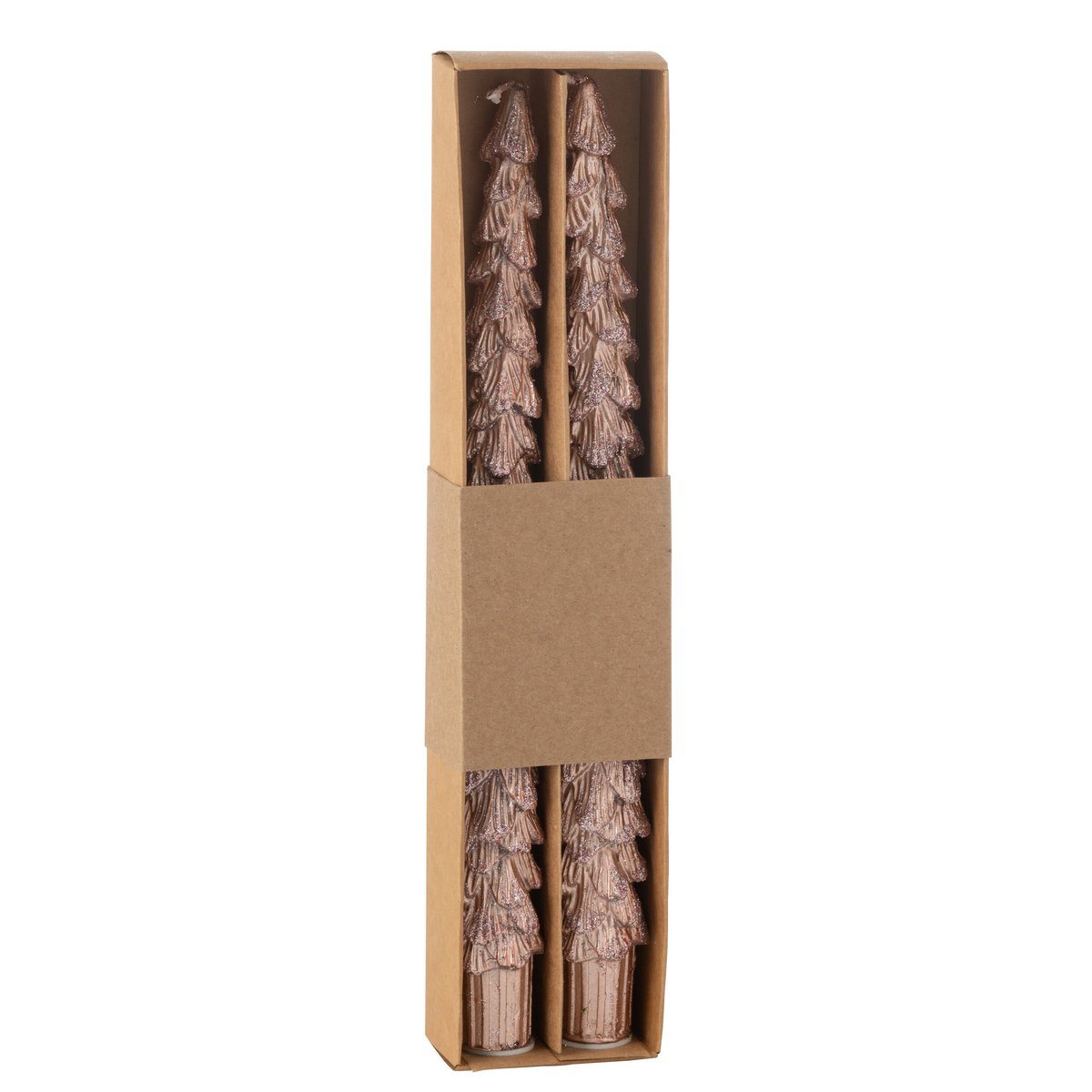 Boîte de 2 bougies J-Line en paraffine vieille rose, élégance et design