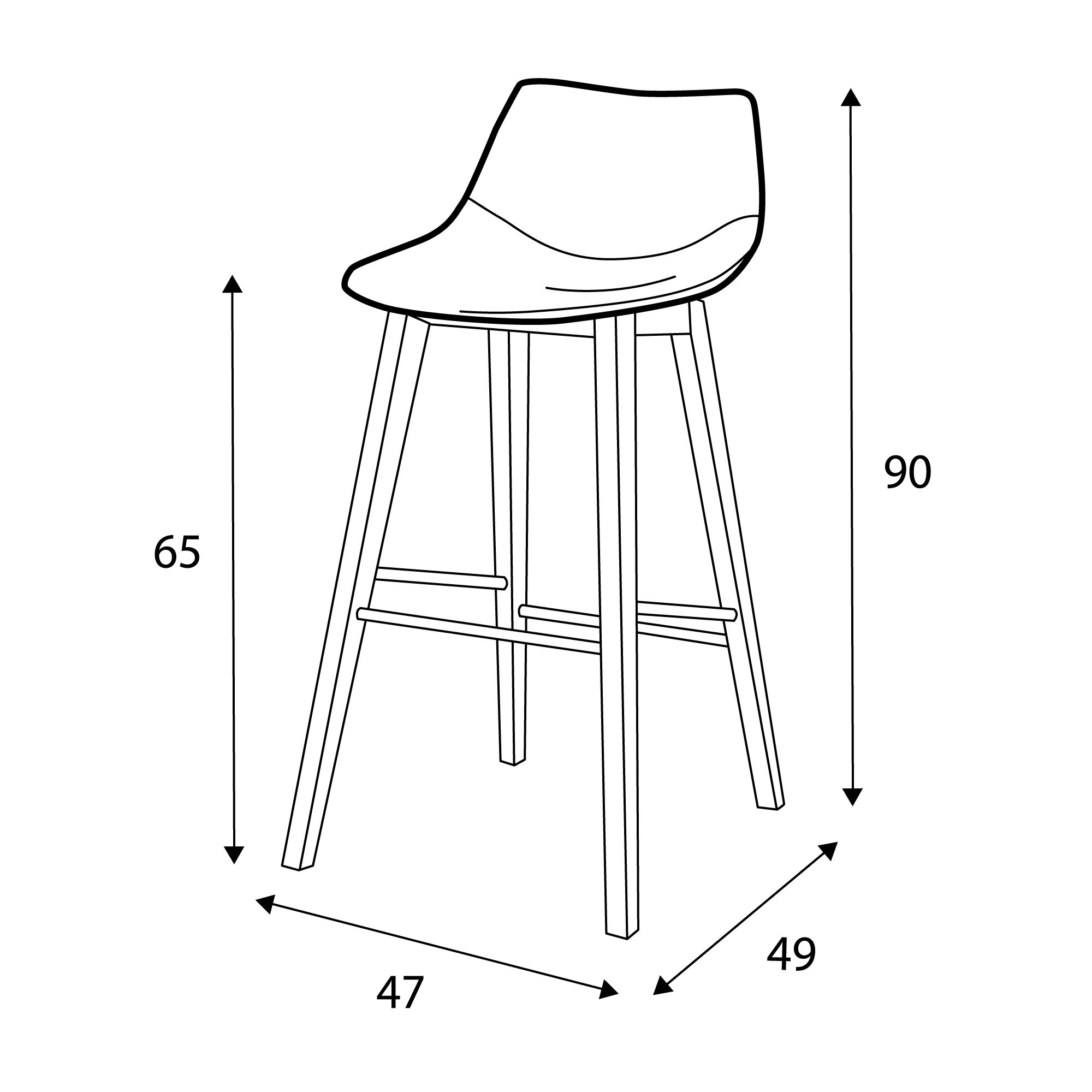 Détail de la chaise îlot Hapy pieds bois