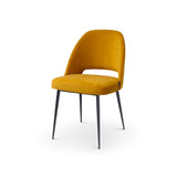 Chaise Joy en velours avec pieds métal noir