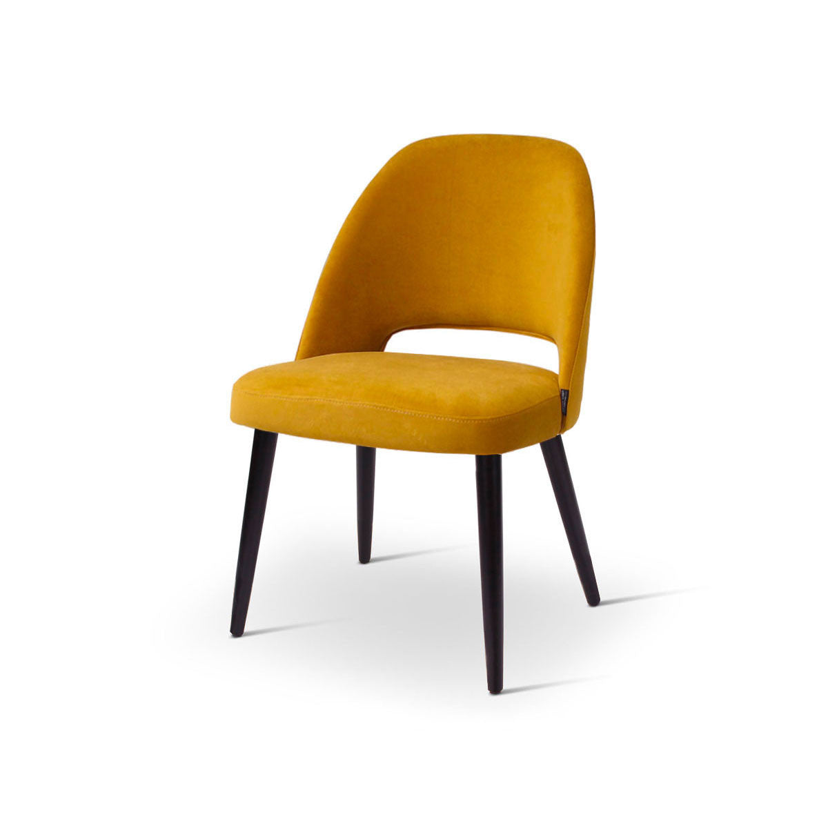 Chaise Joy en velours Seven avec pieds ronds en bois