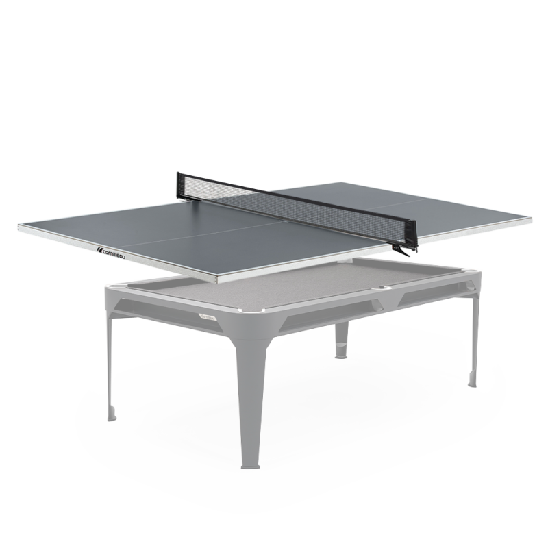 Conversion top ping-pong Cornilleau posé sur un billard