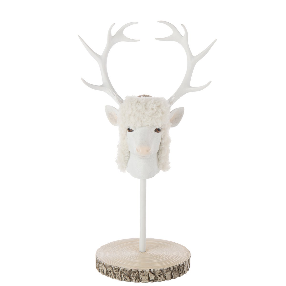 Cerf sur pied en polyrésine blanche - vue avant