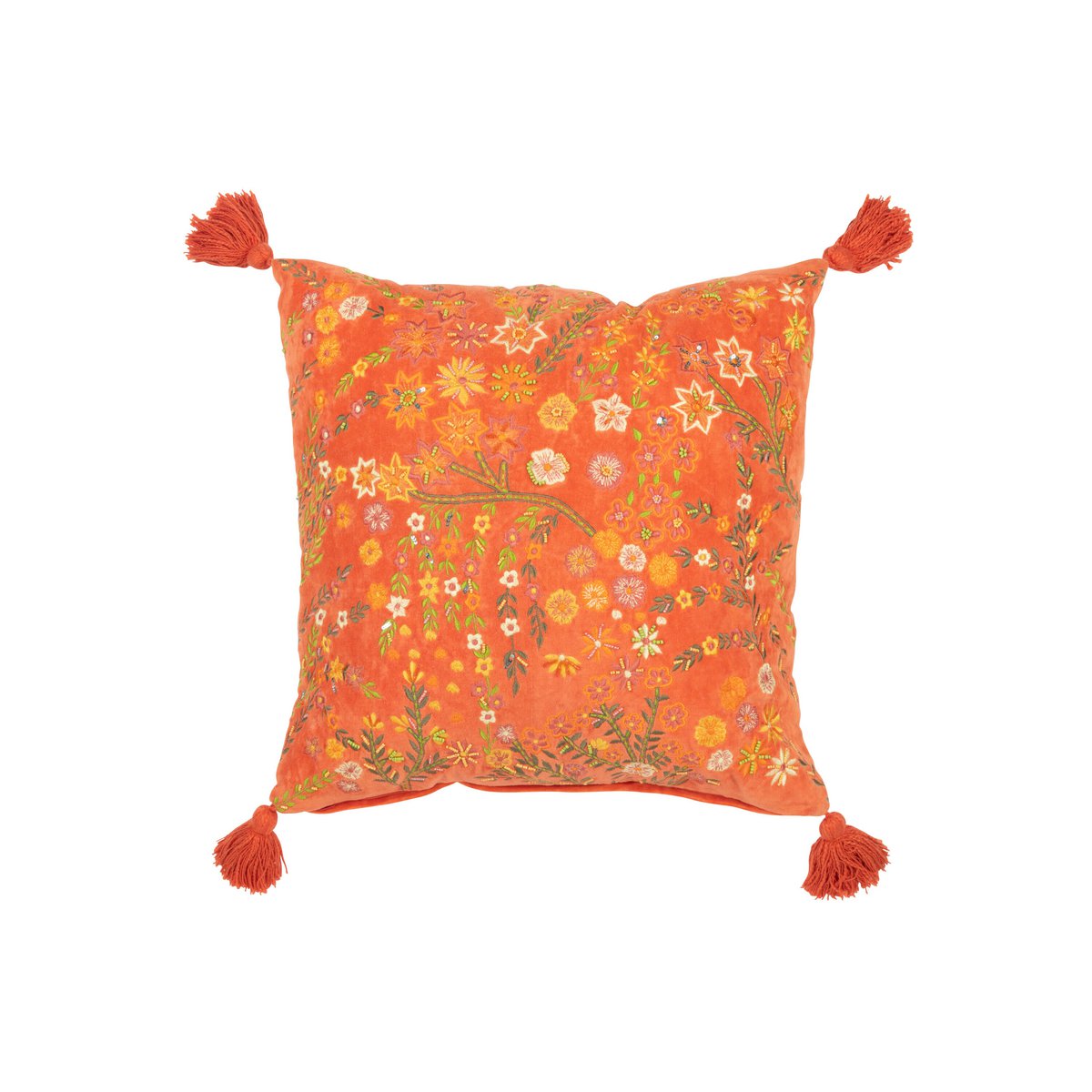 Coussin carré J-Line orange, idéal pour salon bohème