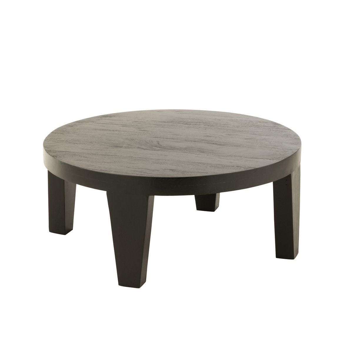 Table basse J-Line ronde en bois de manguier noir, vue latérale