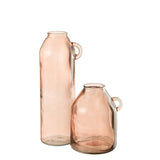 Vase cylindre J-Line en verre rose, vue de face avec détails élégants