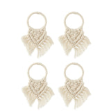 Ensemble de 4 servants macramés beige J-Line, élégants et raffinés