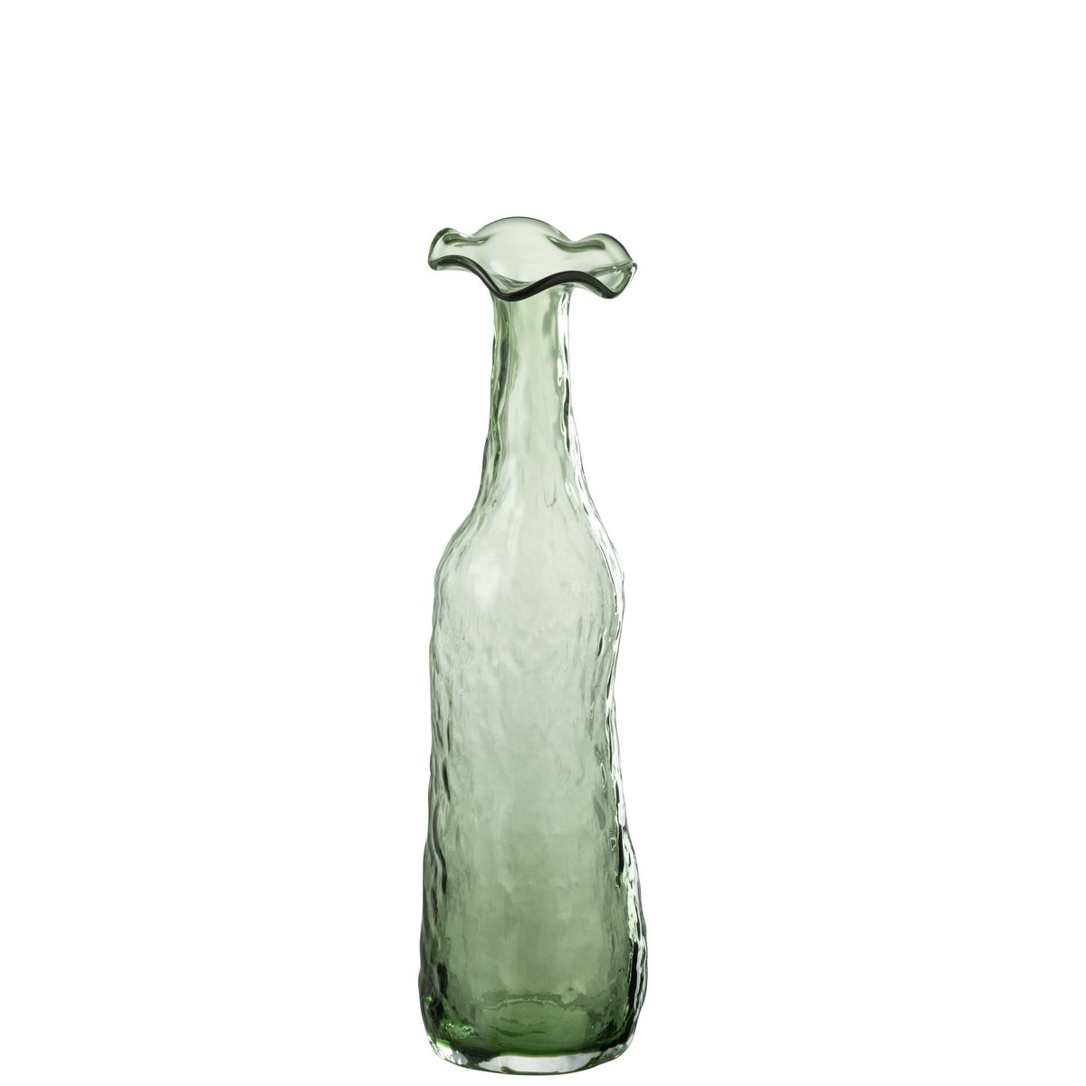 Vase J-Line Openbrae en verre vert, vue de face