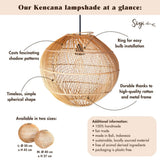 Détail du tissage artisanal de la lampe Kencana en rotin