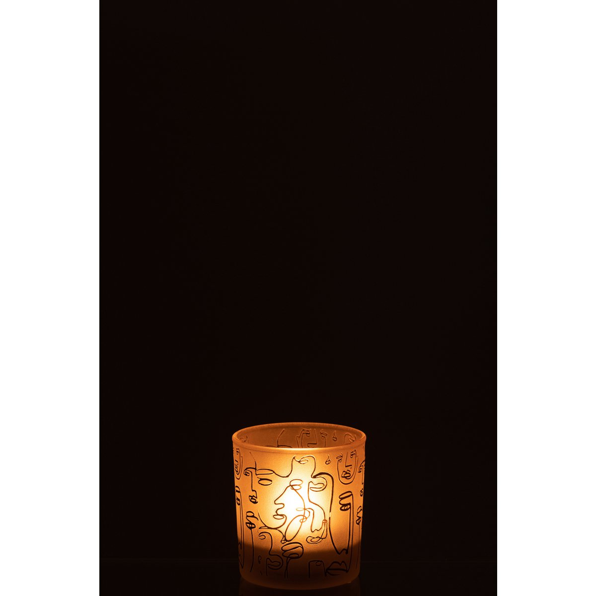 Lanterne J-Line Happy Faces, détail du verre et de la couleur beige