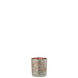 Lanterne J-Line Flowers - verre - blanc/rouge/or - petite