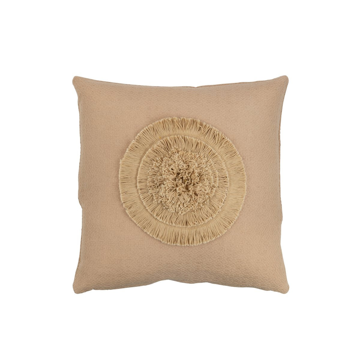 Coussin Sun Square J-Line beige sur canapé moderne