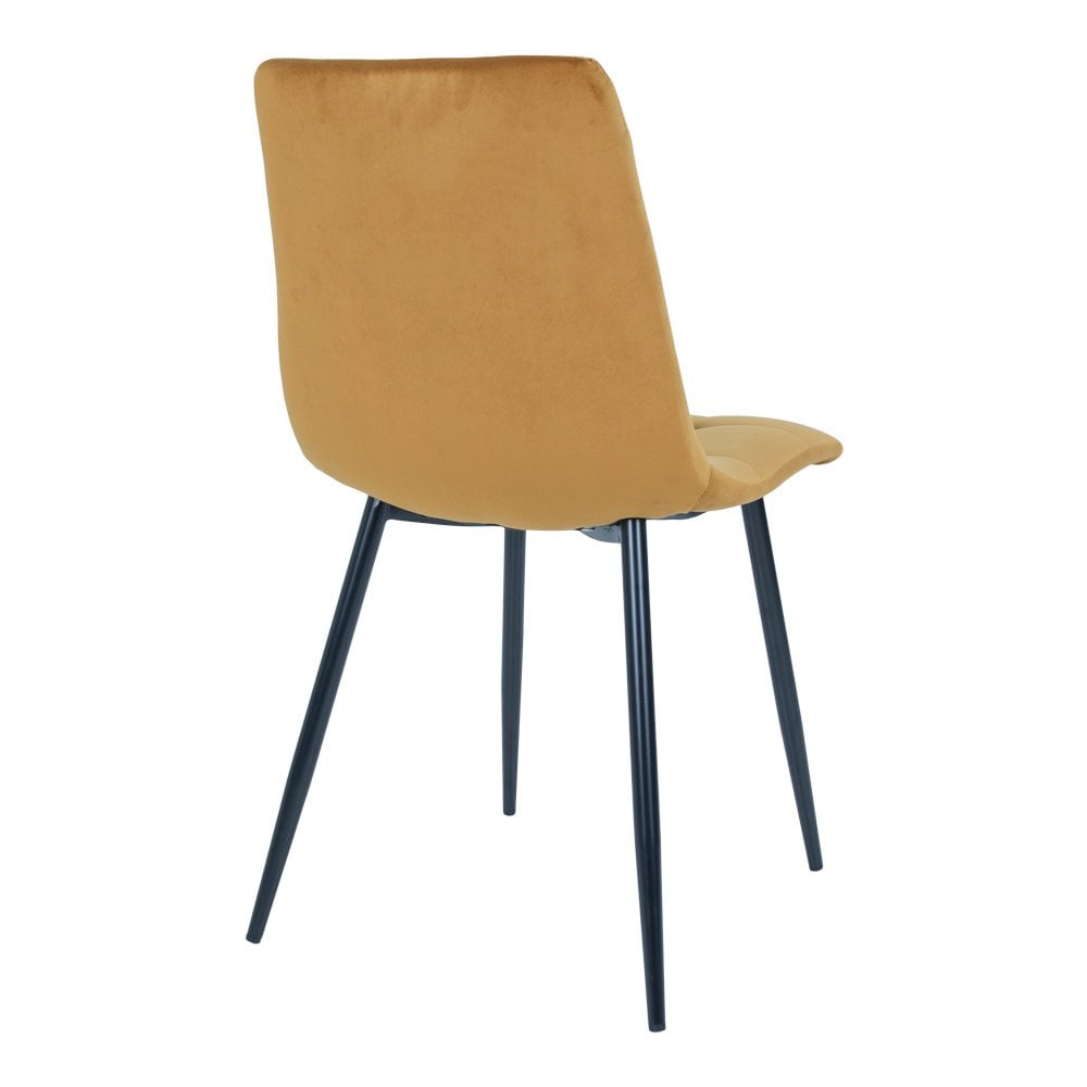 Lot de 2 chaises Middelfart en velours jaune moutarde