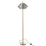 Lampe sur pied J-Line en métal doré et verre fumé, vue de face