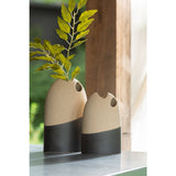 Vase J-Line en céramique beige et noir, élégant et moderne