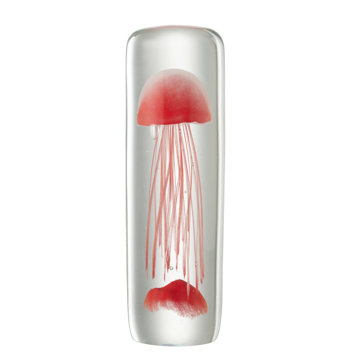 Presse-Papier Méduse en verre rouge, design cylindrique élégant