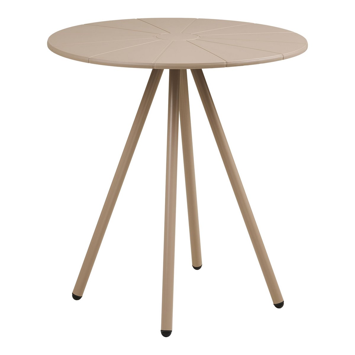 Table Bistro Barletta taupe avec plateau en polypropylène et pieds en acier