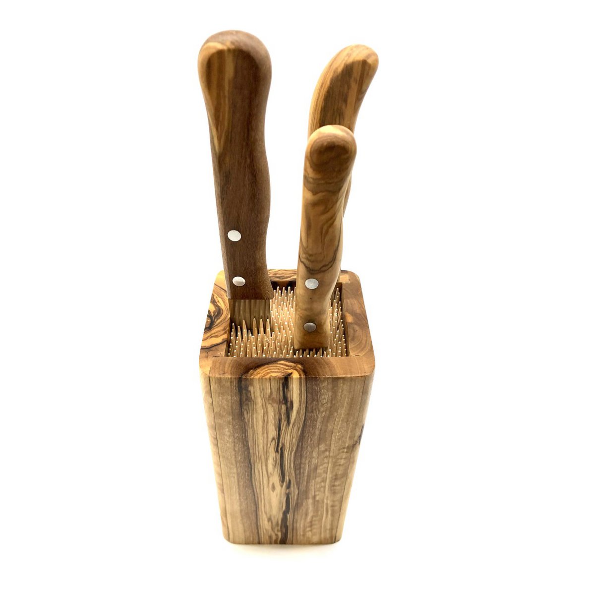 Dimensions du bloc à couteaux en bois d'olivier
