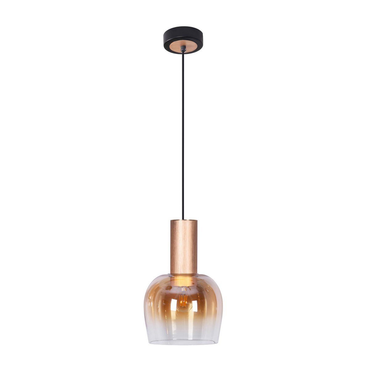 Lampe Pendant Funda en laiton brossé avec verre ambre, vue 1
