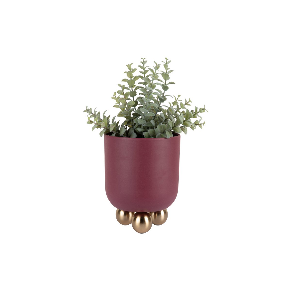 Cache-Pot Estilo Petit en métal rouge, vue de côté montrant la brillance