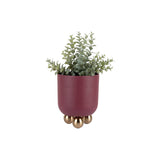 Cache-Pot Estilo Petit en métal rouge, vue de côté montrant la brillance