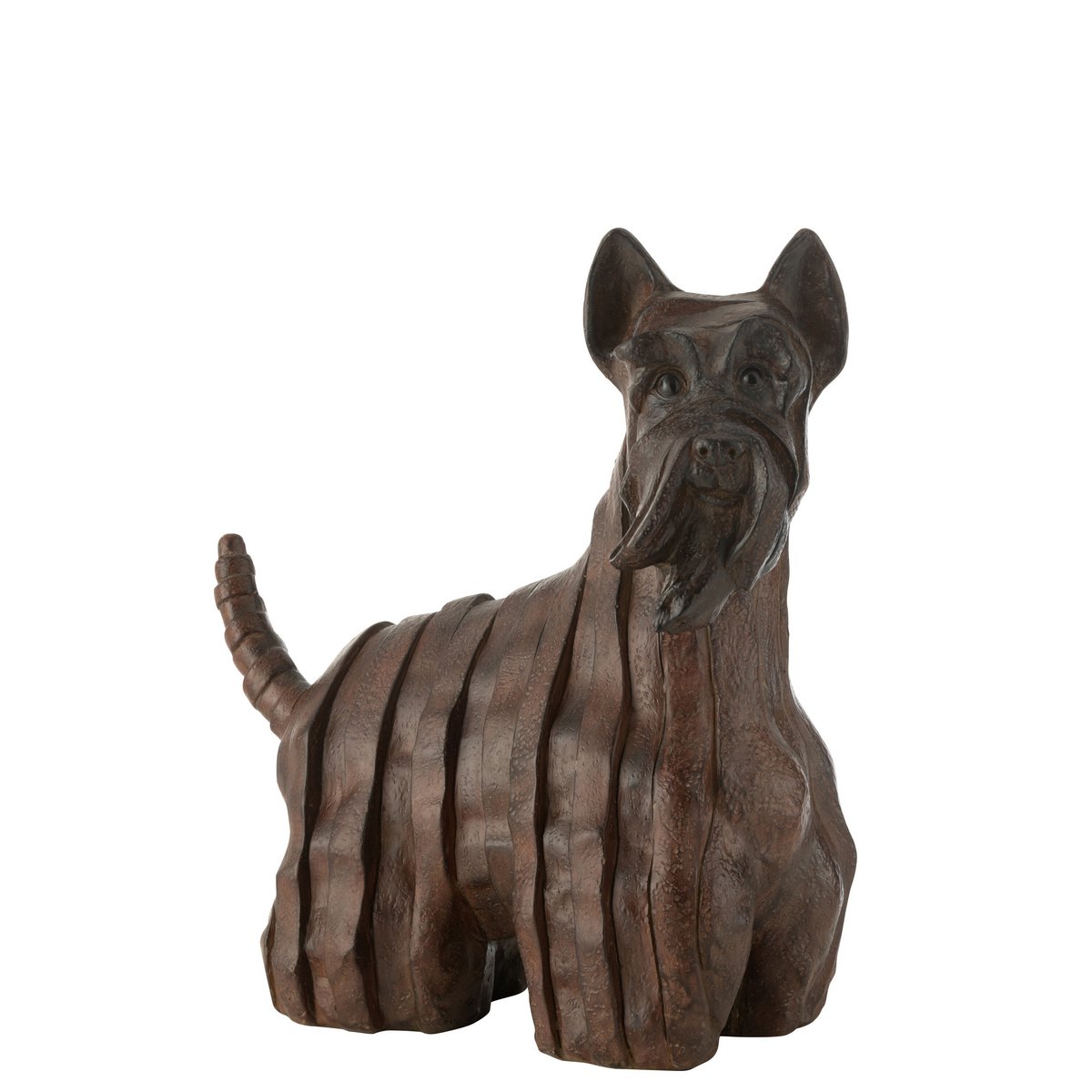 Détail du chien terrier écossais en résine marron, vue latérale
