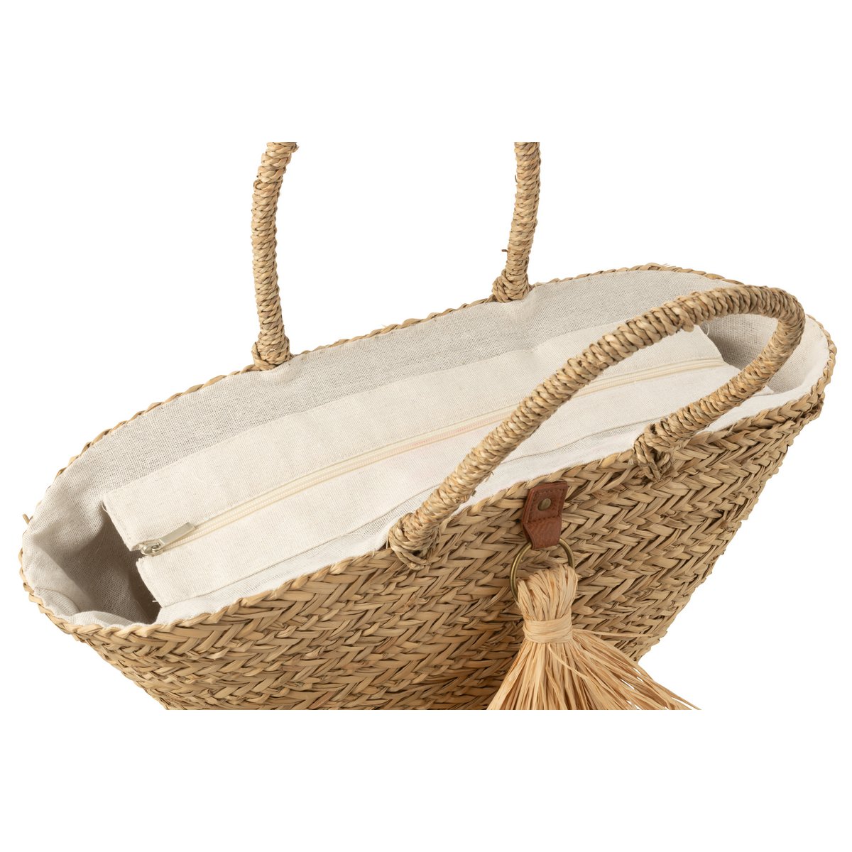 Détail du Brussages de sacs de plage J-Line, texture raphia naturel