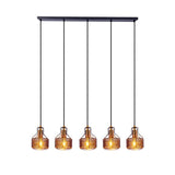 5 pendentif pendentif "Foro" Retro Pendant lampe en métal en noir et or avec des versions E27, 96 cm de long. Éclairage élégant pour le salon, la salle à manger ou la cuisine.