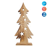 Decole en bois LED "sapin" grand, en bois naturel avec LED fixes, décoration de Noël pour l'extérieur