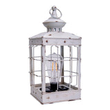 Décoration LED lanterne de lumière solaire 31,5 cm de haut, blanc antique, en métal et plastique, LED intégré, pour l'extérieur