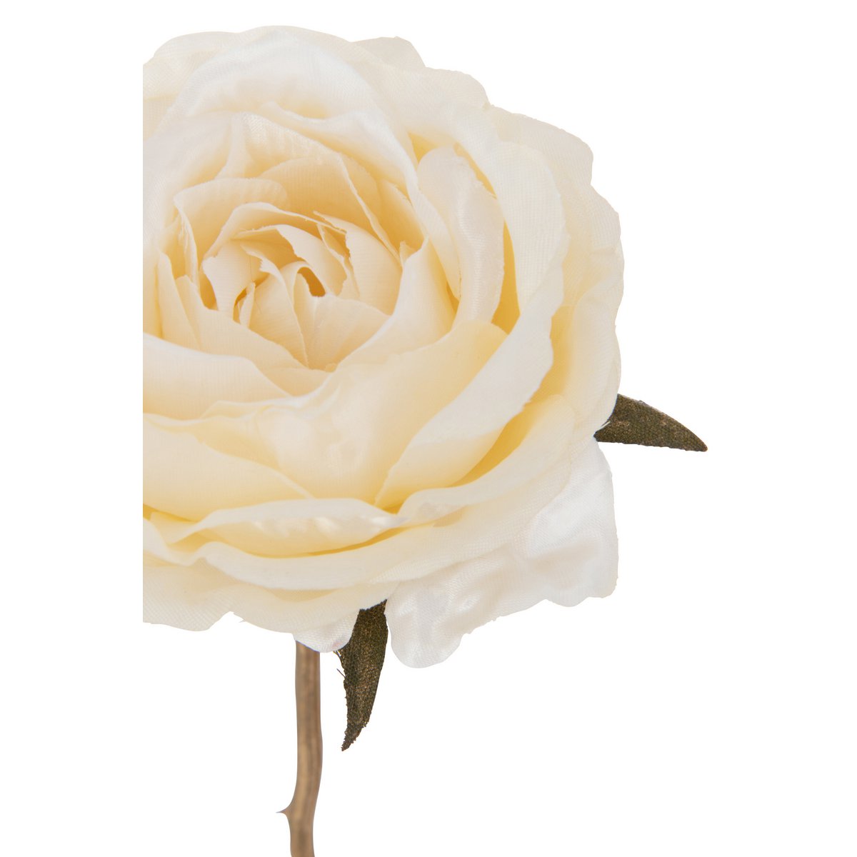 Plante artificielle J-Line Rose avec tige crème et or, vue d'ensemble.