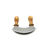 Couteau à hacher en bois d'olivier avec double lame en acier inoxydable
