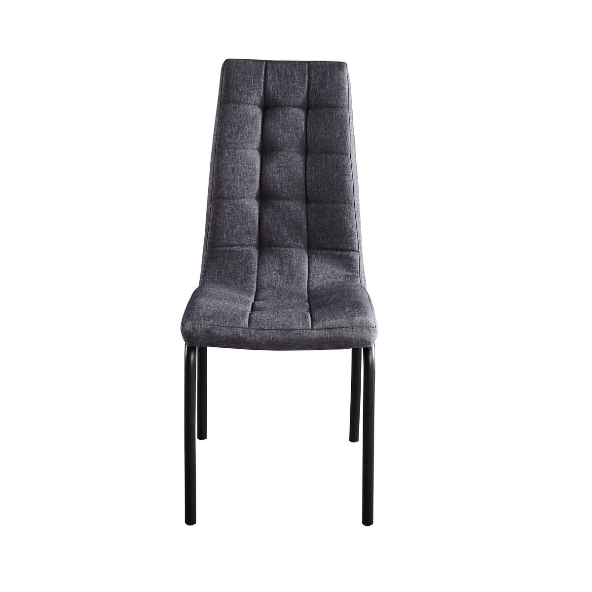 Chaise moderne en tissu et acier, vue de face