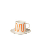 Ensemble mug et assiette J-Line Curve en porcelaine orange