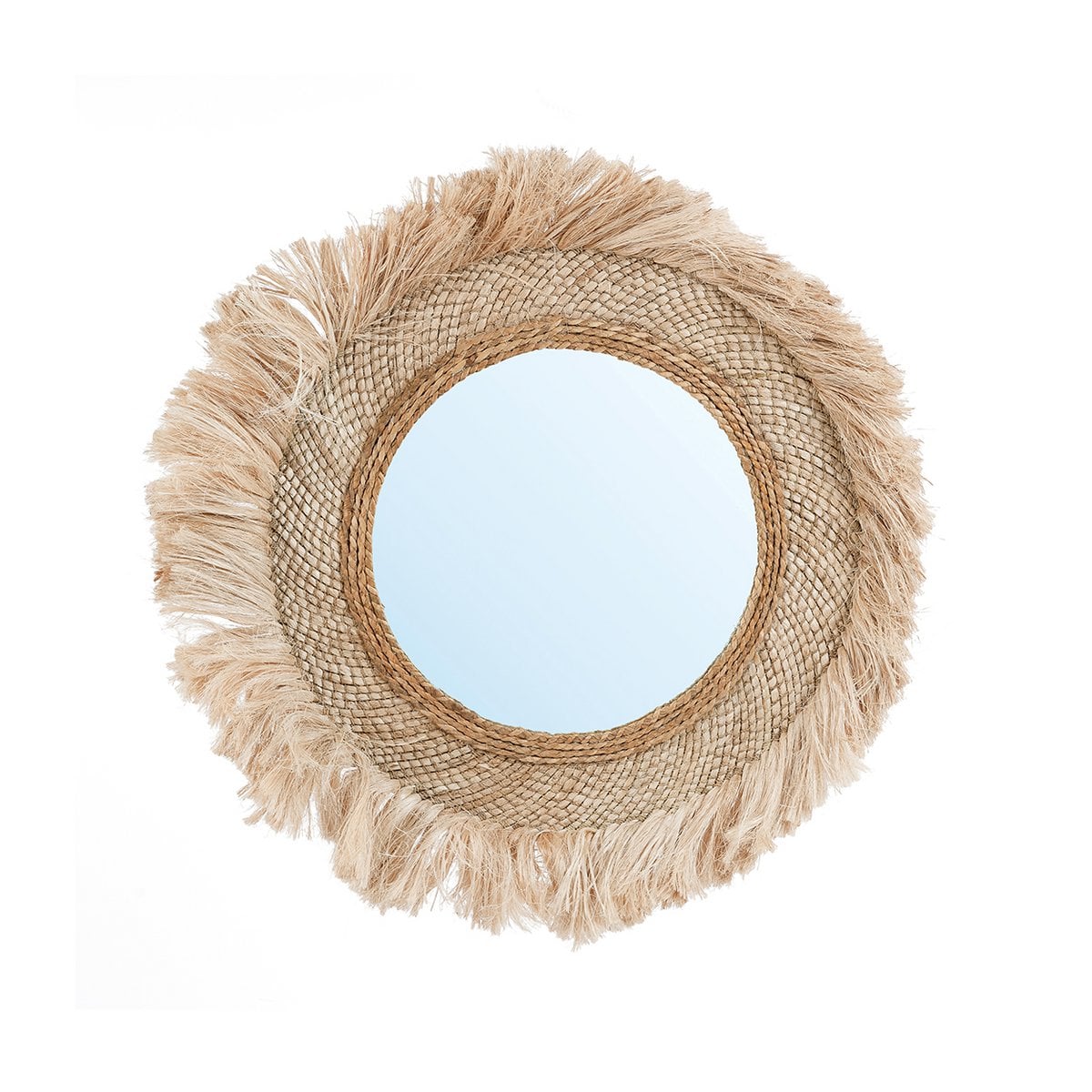 Miroir Capri - Vue frontale avec cadre naturel en herbe
