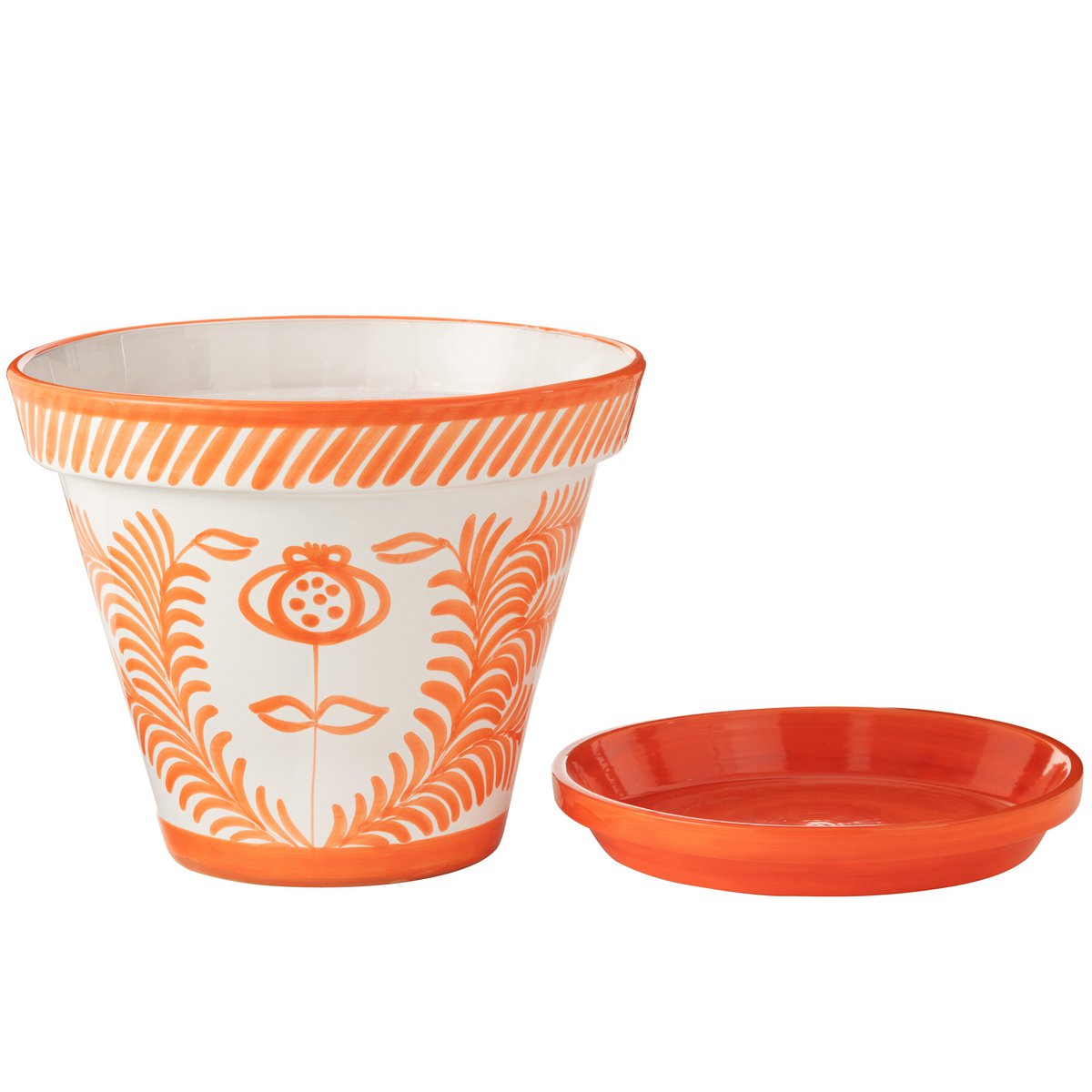 Flowerpot Grenade J-Line en céramique orange, vue de face