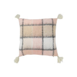 Coussin J-Line à carreaux beige et rose, vue de face