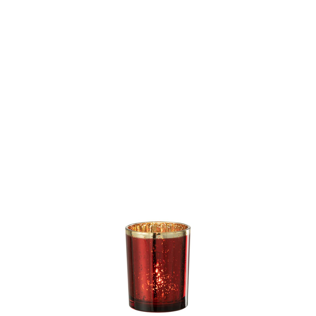 Lanterne J-Line Edge en verre rouge et or, vue de face