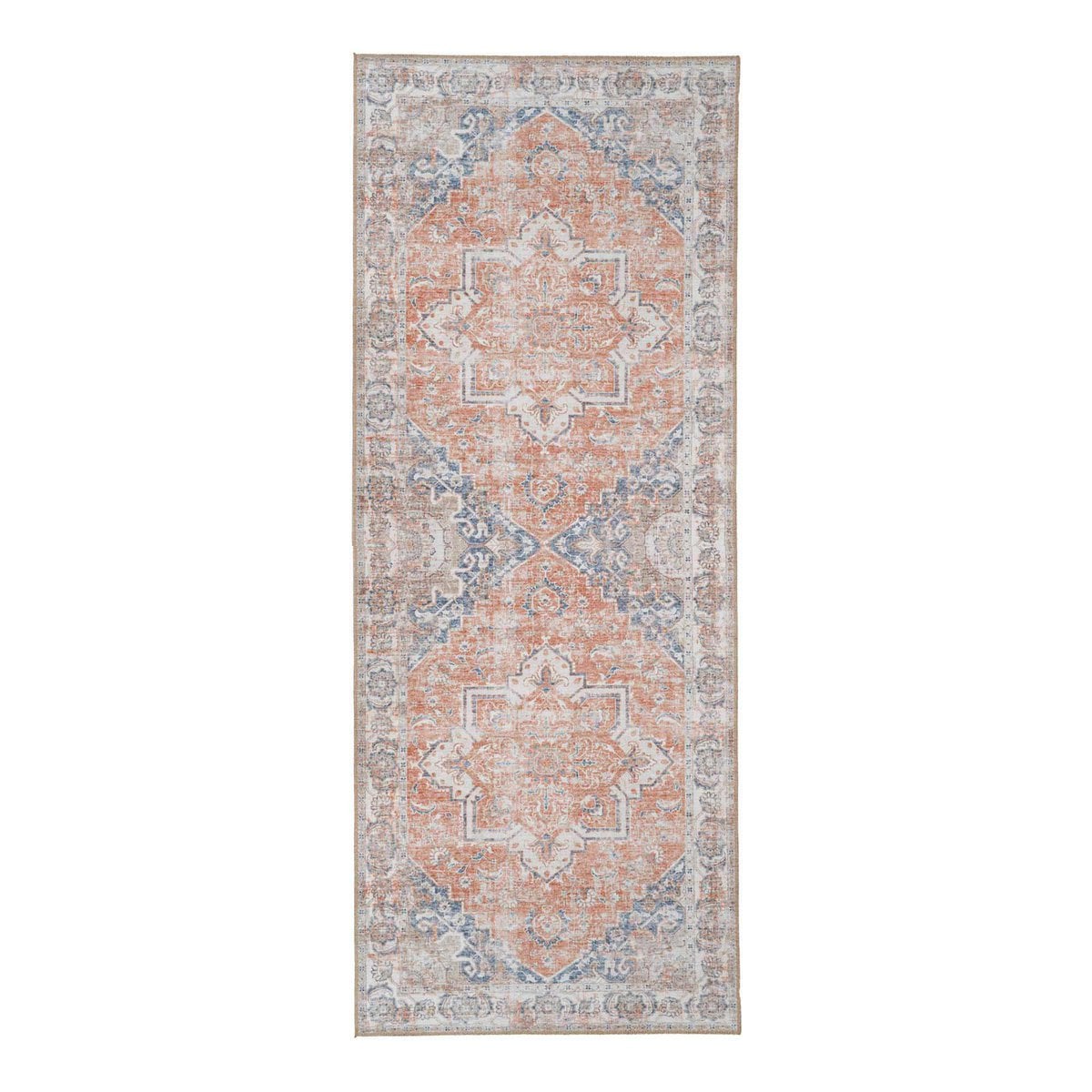 Tapis de Couloir Havana en bleu et orange, vue d'ensemble