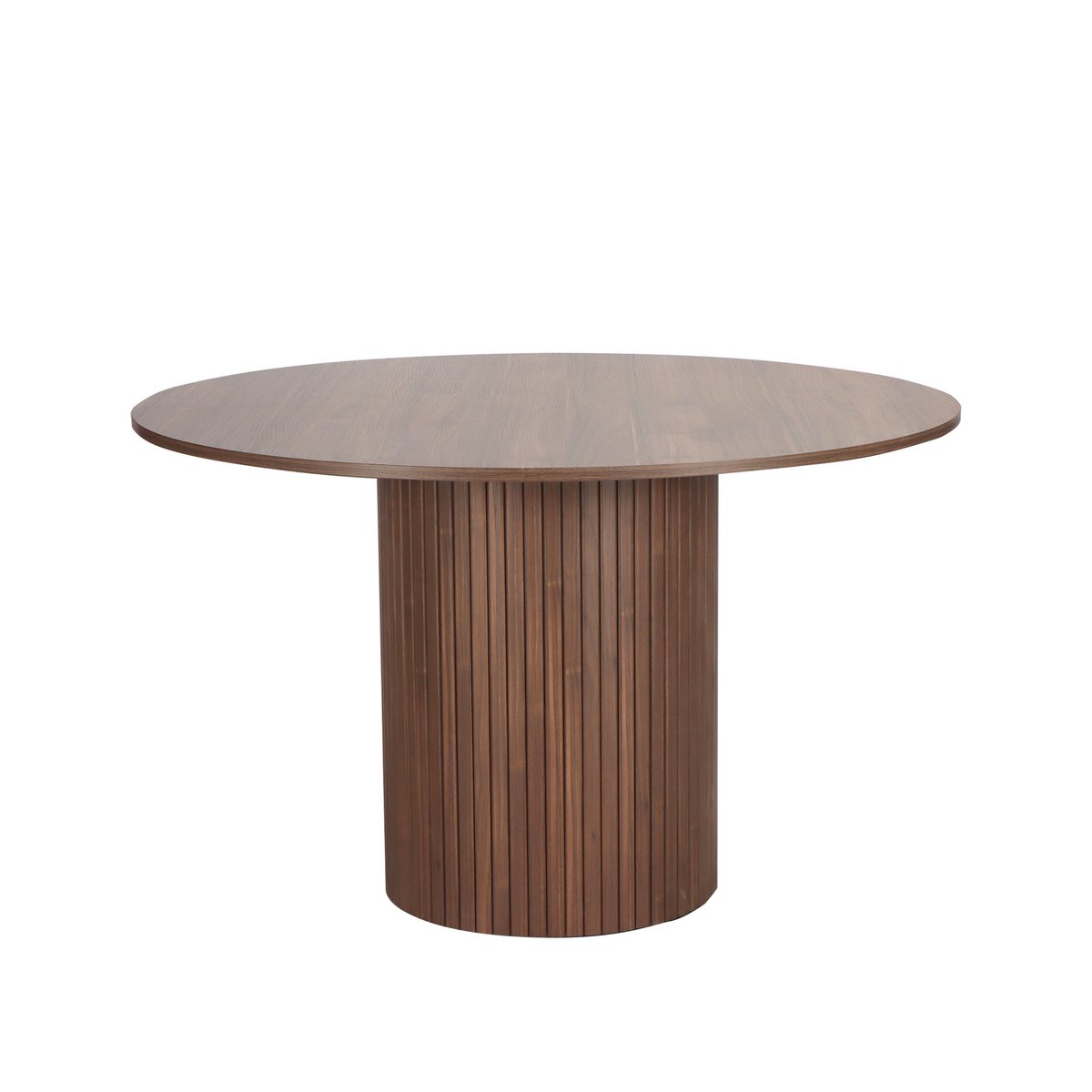 Table ronde en noyer 120x120 cm avec base en fer