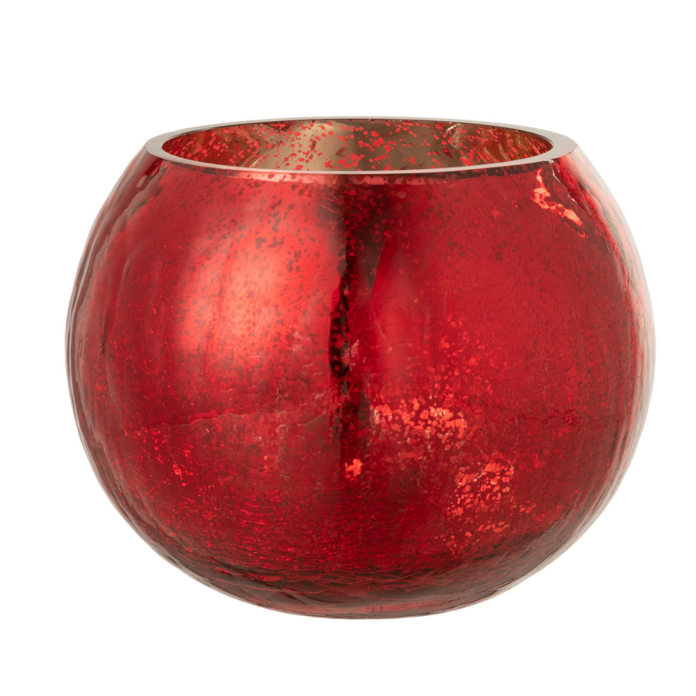 Lanterne J-Line rouge en verre avec effet perle, vue de face