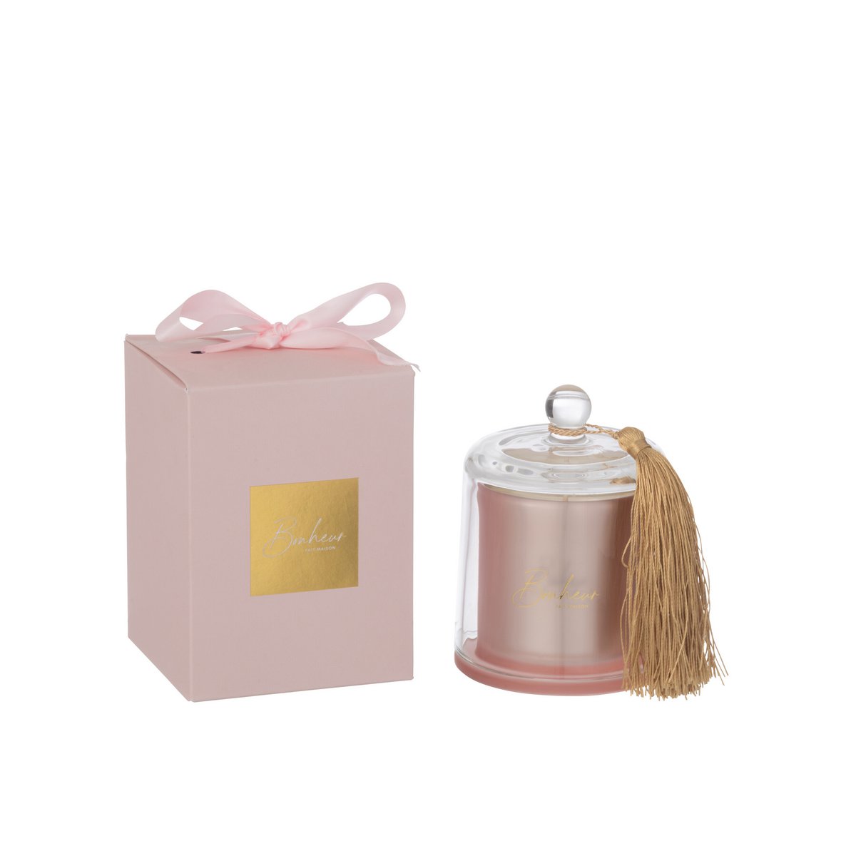 Détail de la bougie J-Line Stolp Bonheur, couleur rose et élégance raffinée