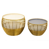 Set de 2 tables d'appoint rondes ø 49/41 H 37/29 cm tables décoratives table basse Glamira table basse or