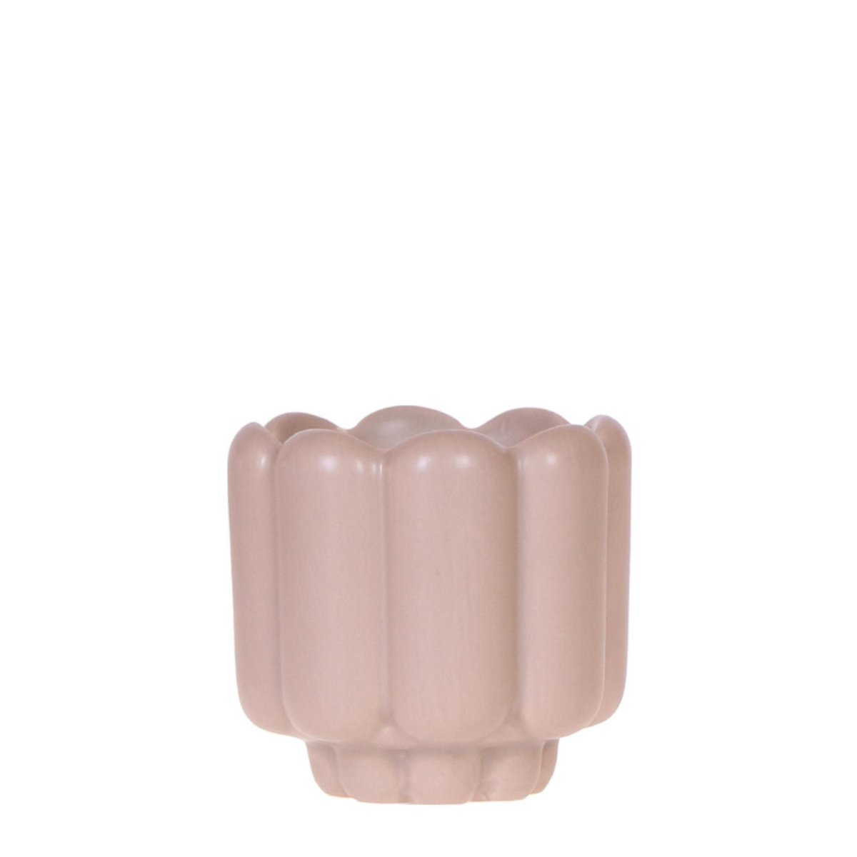 Pot décoratif Kolibri en céramique beige avec structure de côtes, diamètre 6cm