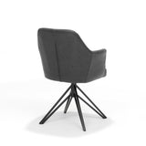 Chaise de bras Calvin tournant en tissu noir ukfr anthracite douce