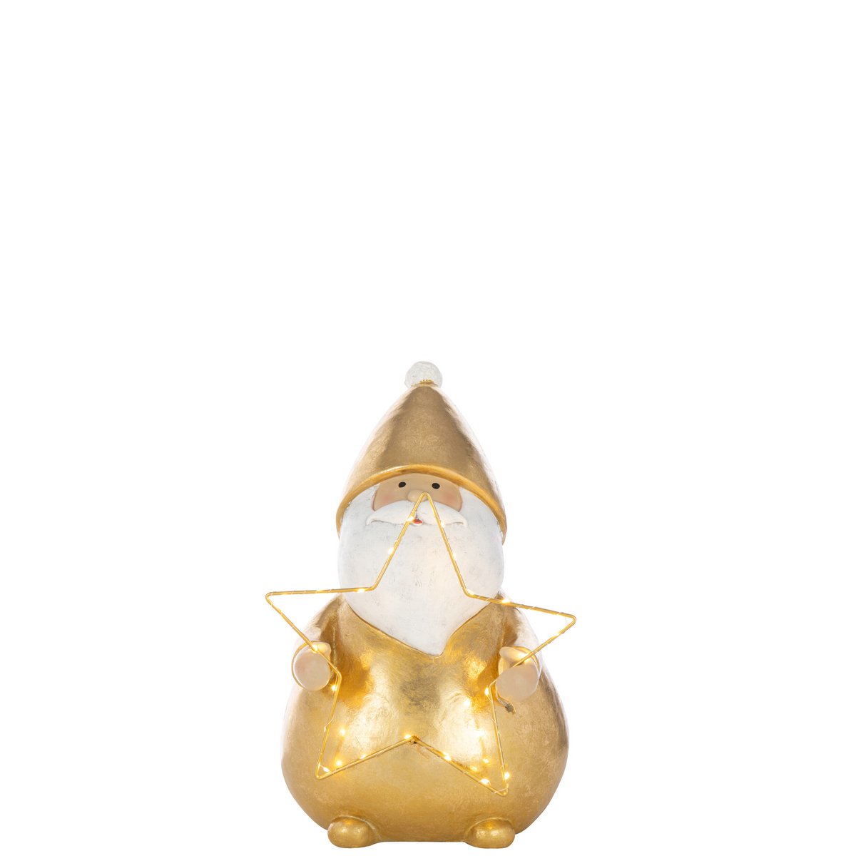 Étoile LED Santa en résine dorée, vue avant