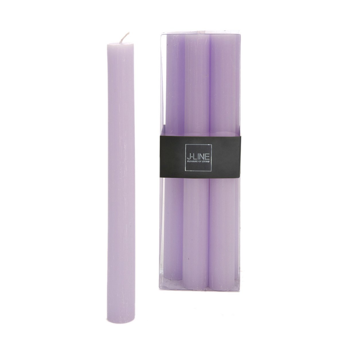 Coffret de 6 bougies de table J-Line couleur mauve, design classique.