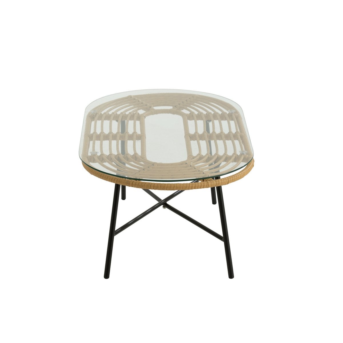 Détail du plateau en verre de la table basse J-Line